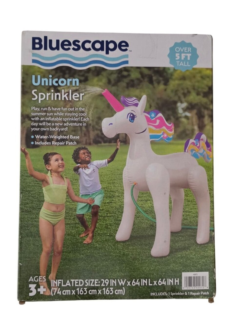 Bluescape Inflatable Unicorn Sprinkler 5 Ft Tall Kids Outdoor Water Toy NEW